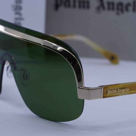 Palm Angels PERI10I KING 2455 Shield Sunglasses - Light Havana Gold/Green - Picture 8 of 9